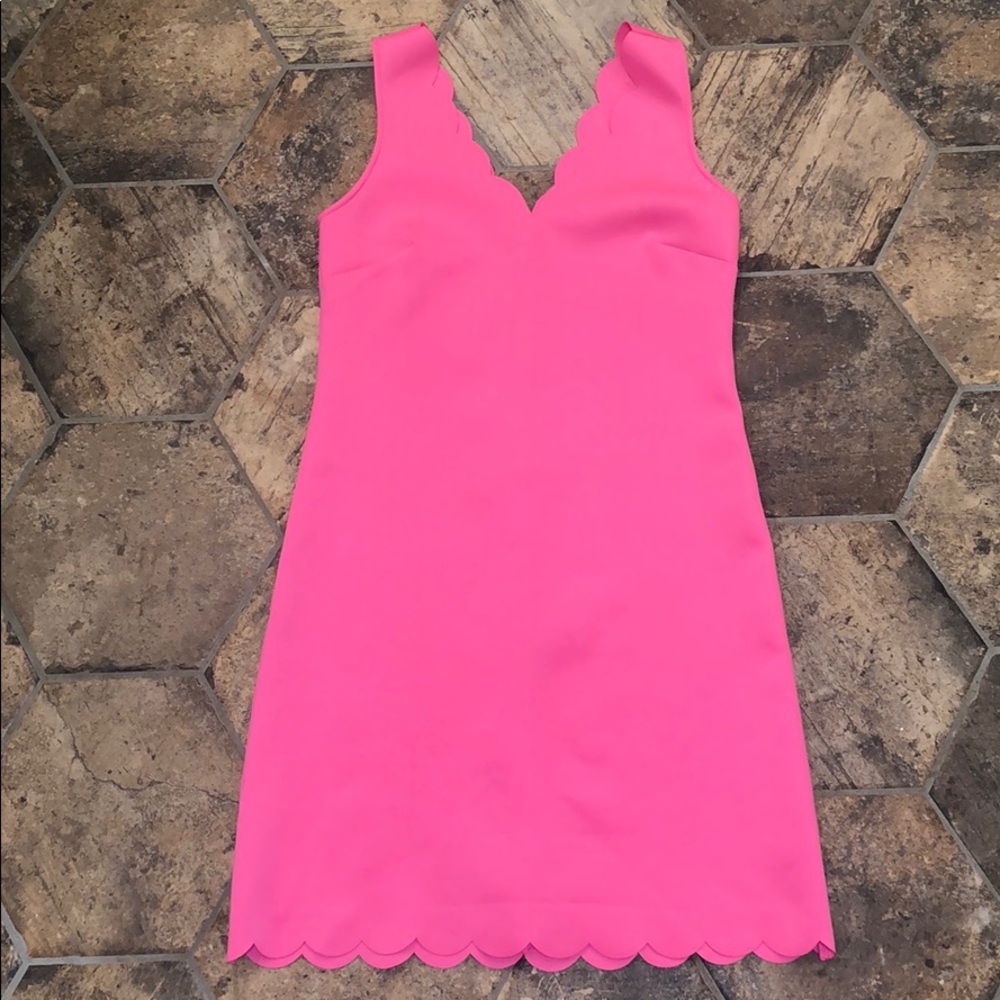 Lilly Pulitzer Hot Pink Scalloped Shift Dress